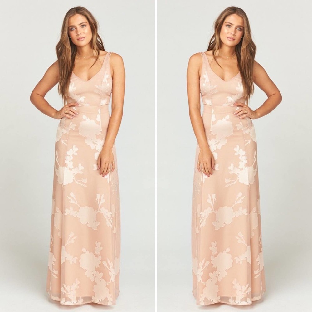 Show Me Your MuMu Tan Blush Pink Floral Jenn Maxi Dress Medium